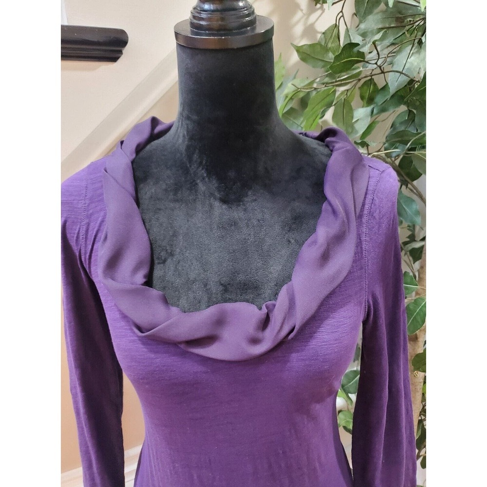 Loft Womens Purple Solid 100% Cotton Cowl Neck Long Sleeve Top Blouse Size Small - Picture 2 of 10